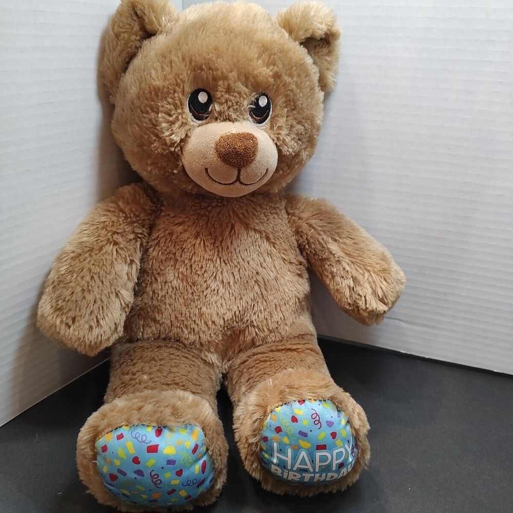 Build a Bear 15" Happy Birthday Plush Tan Teddy‎ Bear Blue Confetti 2018
